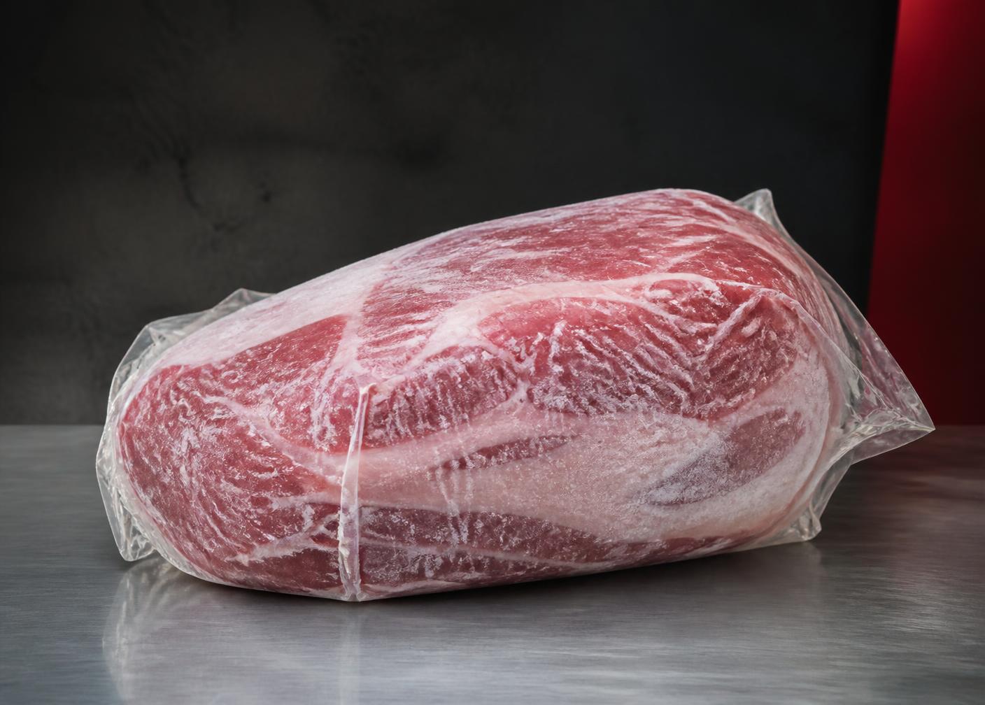 Frozen vacuum-packed pork shoulder